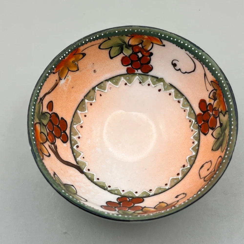 Imperial Nippon Hand Painted Footed Bowls Set of 3 Grape Vine Moriage Antique 3